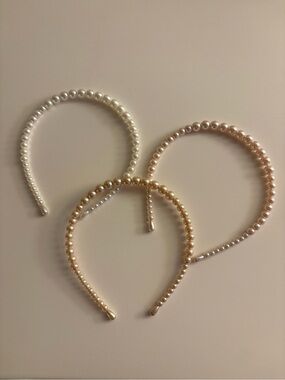 Pearl Beaded Headband - Cream, White, Champagne Anthropologie